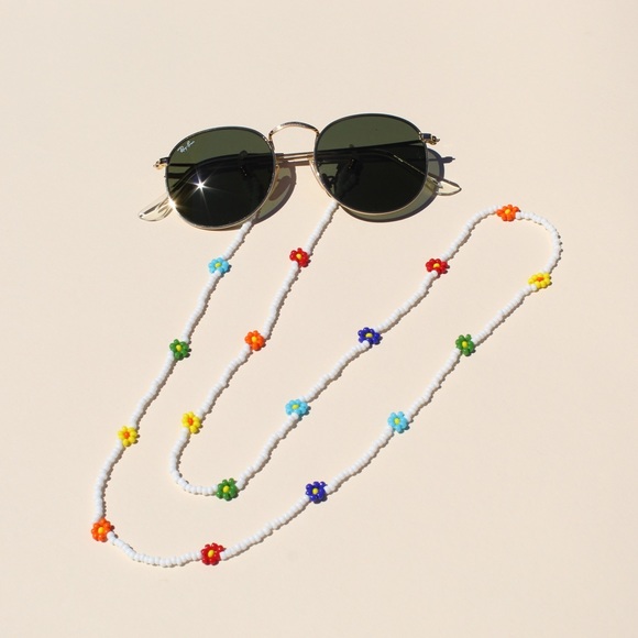 Rainbow Beaded Daisy Sunglass Leash Glasses Chain - Picture 3 of 4